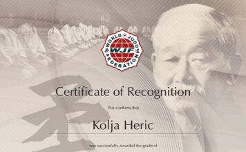 WJF homologa grado Dan Kolja Heric de Federación Judo Eslovenia / WJF ratifies Kolja Heric’s Dan grade from the Slovenian Judo Federation