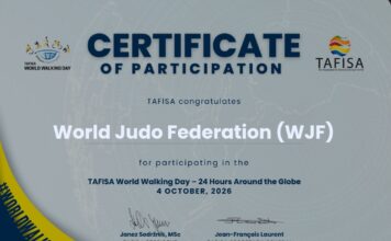 World Judo Federation Certificada por Tafisa en el Dia Mundial de la Caminata 2026 / World Judo Federation Certified by Tafisa on World Walking Day 2026
